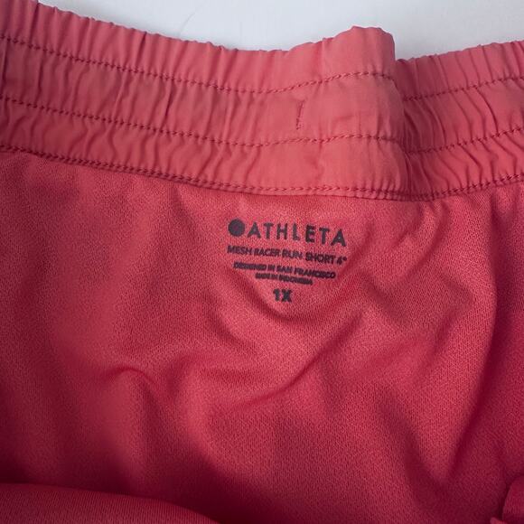 Athleta Mesh Racer Run Mid Rise Shorts - Orange 1X - Picture 4 of 7